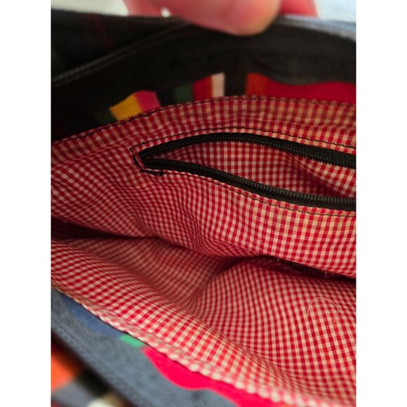 Kate Spade New York Striped Canvas Shoulder Bag With Zipper Closure - Picture 6 of 6